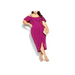 City Chic Flirtation Dress in Cerise